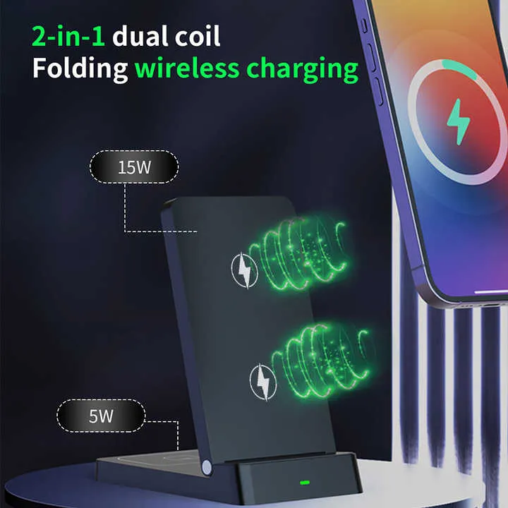شاحن هاتف ذكي قابل للطي لاسلكي للهاتف  . foldable wireless smartphone charger for mobile phone
