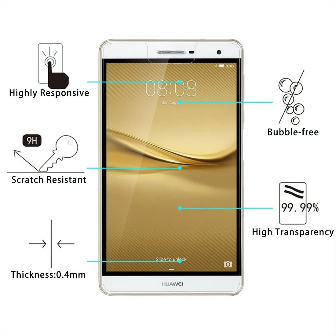 100-Pack 7 Universal Tempered Glass Screen Protector - 0.4Mm 9H Hardness