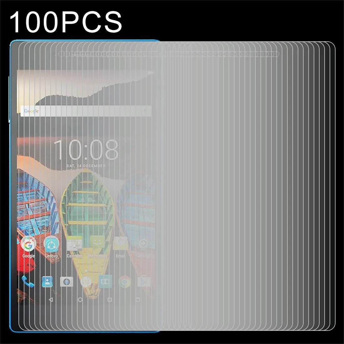 100-Pack Tempered Glass Screen Protector For Lenovo Tab3 730M - 0.3Mm 9H Hardness