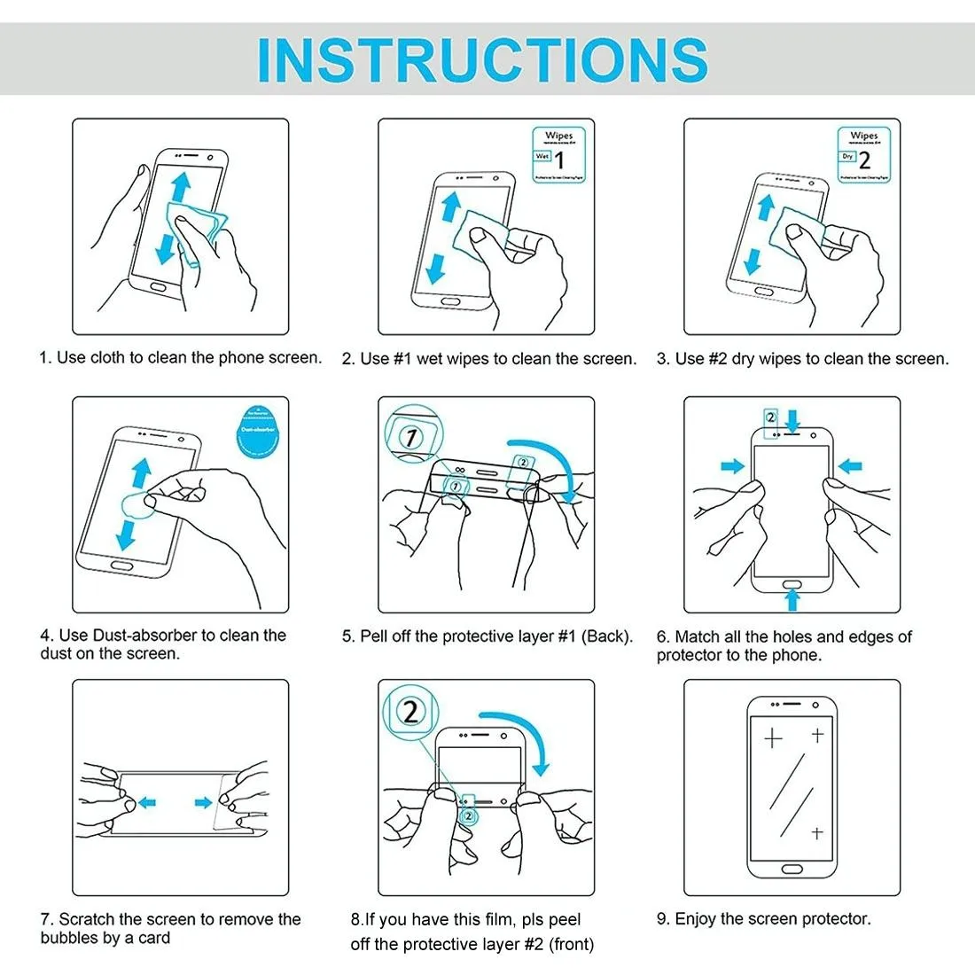 100-Pack Tempered Glass Screen Protector For Lenovo Tab3 730M - 0.3Mm 9H Hardness