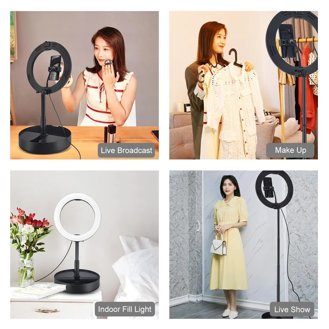 10.2" Dual-Colour LED Ring Light | With USB | Bluetooth Remote & Phone Holder | Black