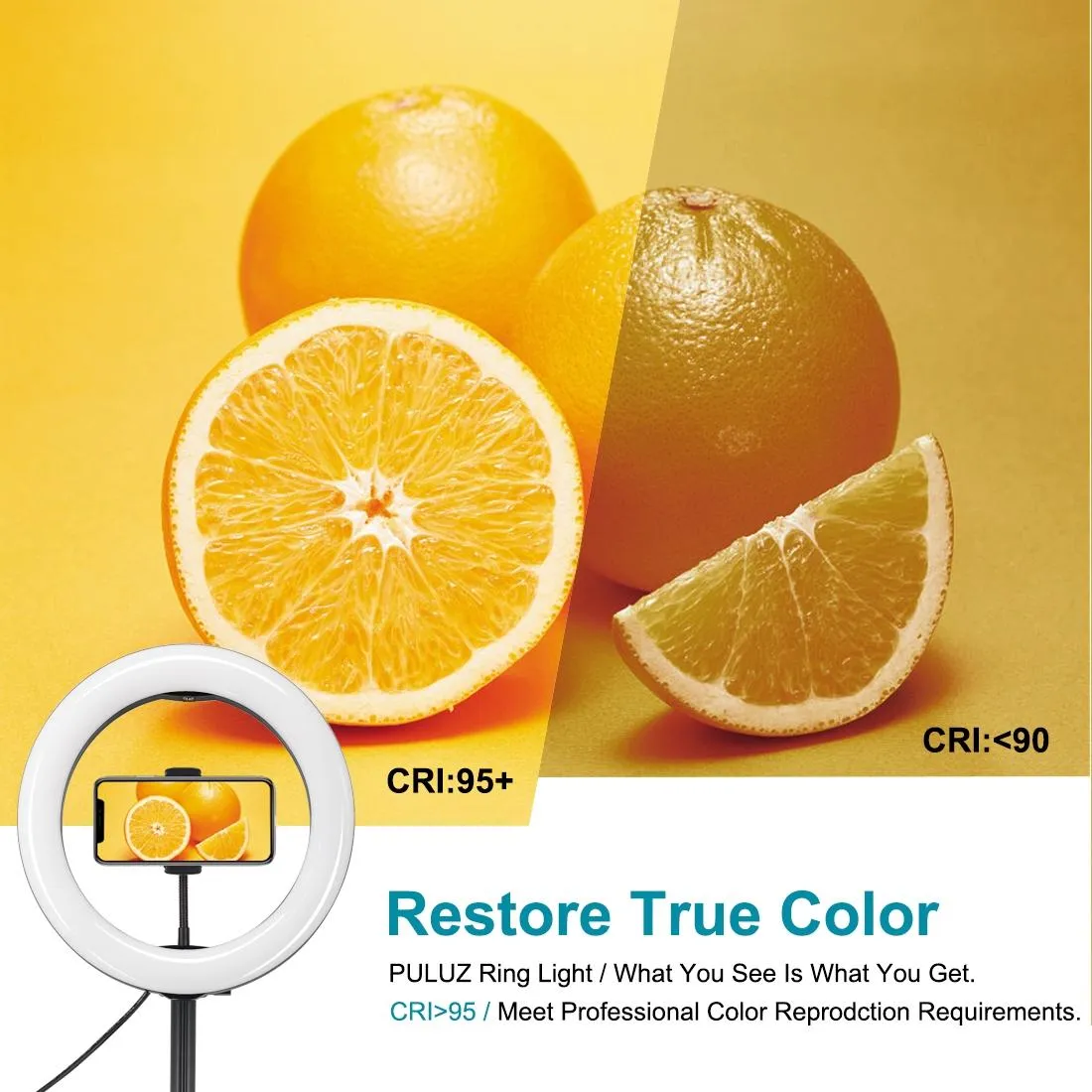 10.2" Dual-Colour LED Ring Light with USB Bluetooth Remote & Phone Holder | White