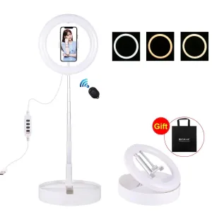 10.2" Dual-Colour LED Ring Light with USB Bluetooth Remote & Phone Holder | White