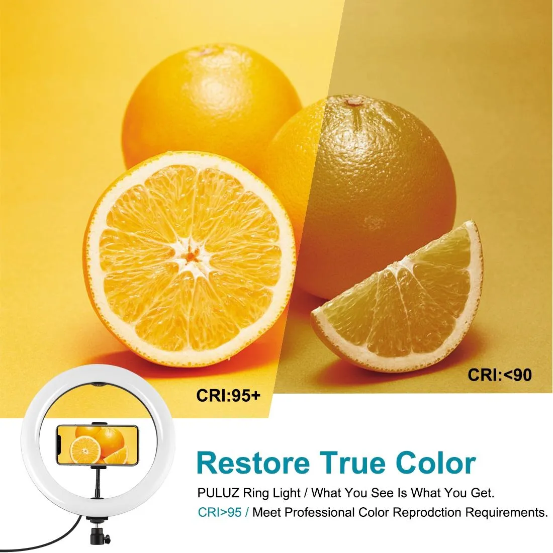 10.2" RGBW LED Ring Light Kit with 1.1m Tripod & Phone Clamp