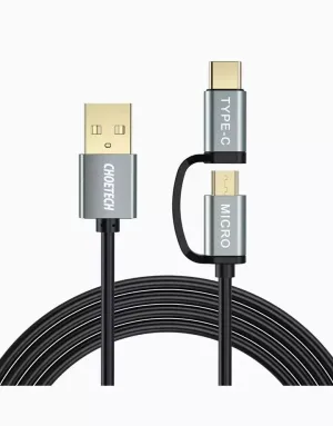 2-in-1 USB Cable | 1.2m | Micro USB   Type C | Charge & Sync