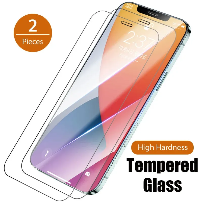 2PCS Tempered Glass for iPhone 11 12 13 14 Pro XR X XS Max Screen Protector for iPhone 14 12 Pro Max Mini 7 8 6 6S Plus SE Glass
