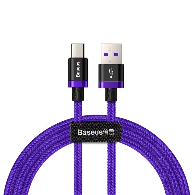 Baseus 5A USB Type C Cable For Huawei Mate 20 P30 P20 Pro Lite Mobile Phone USBC Fast Charging Charger Cord USB-C Type-C Cable