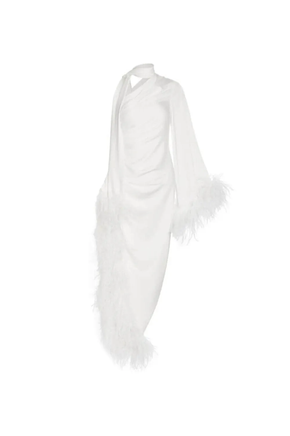 FEATHER TRIM OSCAR DRESS