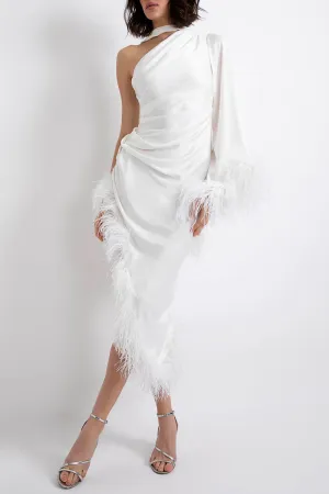 FEATHER TRIM OSCAR DRESS
