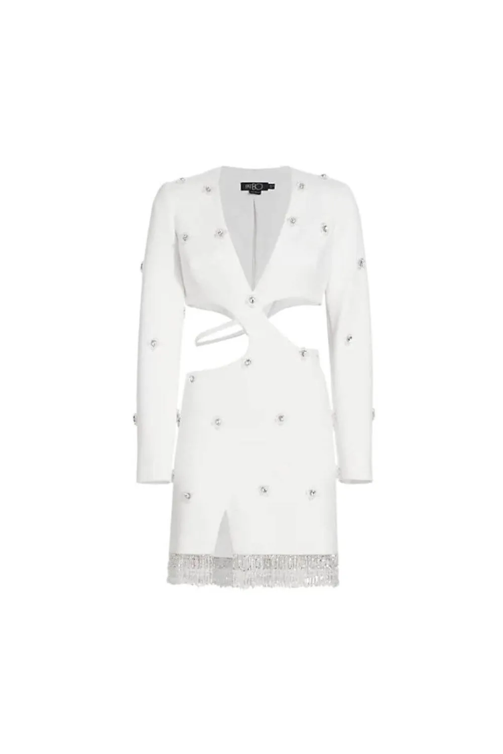HAND-BEADED CUT-OUT BLAZER MINI DRESS